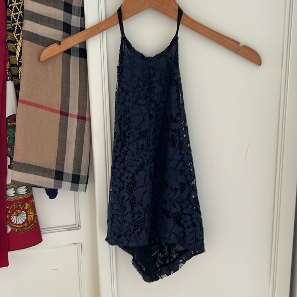 Zara Navy Blue Halter Top Blouse